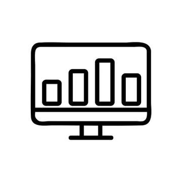 Computer chart indicator icon vector outline illustration Illustrazione stock