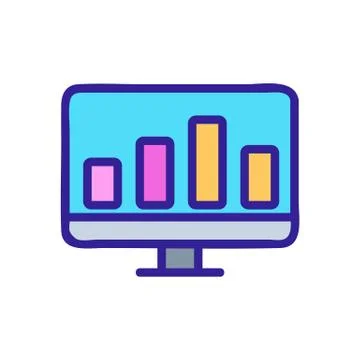 Computer chart indicator icon vector outline illustration Stock Illustration