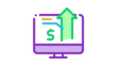 Computer chart of money up growth Icon Animation Stock Footage 145282215
