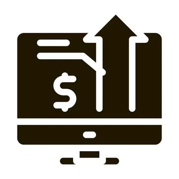 Computer chart of money up growth icon Vector Glyph Illustration Stock Illustration