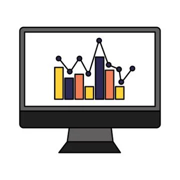 Computer chart statistics business Stock Illustration