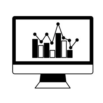 Computer chart statistics business Stock Illustration