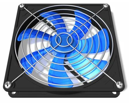 Computer chassis and CPU cooler fan Stock Photos