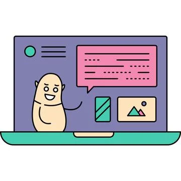 Computer chat bubble icon social network vector Stock Illustration