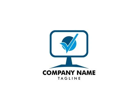 Computer Check Logo Template Design Vector Stock Illustration