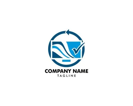 Computer Check Logo Template Design Vector Stock Illustration