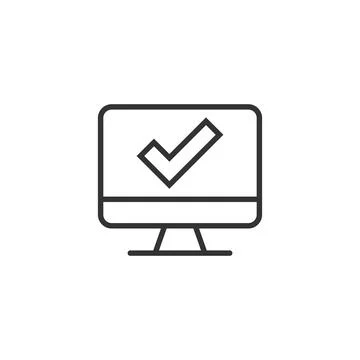 Computer check mark icon in flat style. Survey approval vector illustration o Stock Illustration