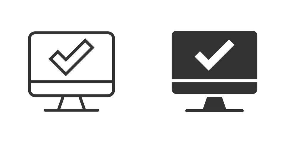 Computer check mark icon in flat style. Survey approval vector illustration o イラスト素材