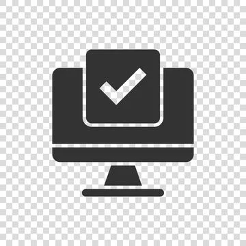 Computer check mark icon in flat style. Survey approval vector illustration o Stock Illustration