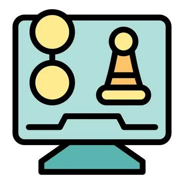 Computer chess icon vector flat Illustrazione stock