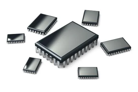 Computer chip. 3d render. イラスト素材