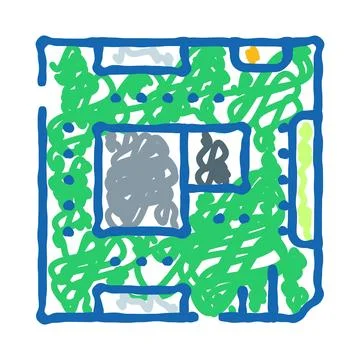 Computer chip abstract doodle icon symbol Illustrazione stock