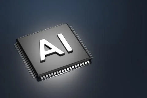 Computer chip with the acronym AI with copy space. Artificial intelligence .. イラスト素材