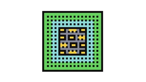 Computer chip ai integration color icon animation Video stock 326117271