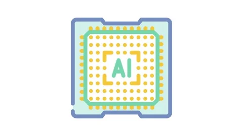 Computer chip ai integration color icon animation 動画素材 327257880