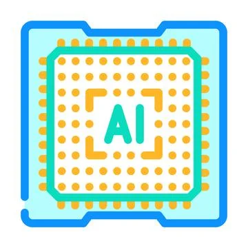 Computer chip ai integration color icon vector illustration Stock Illustration