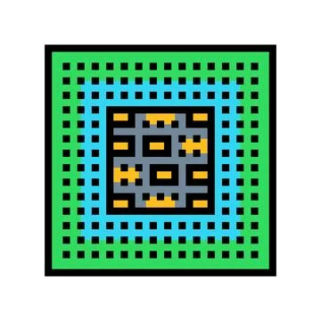Computer chip ai integration color icon vector illustration Stock Illustration