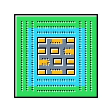 Computer chip ai integration color icon vector illustration Stock Illustration