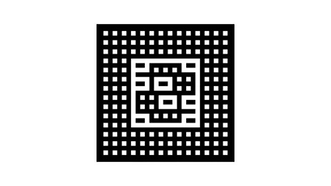 Computer chip ai integration glyph icon animation Video stock 326144029