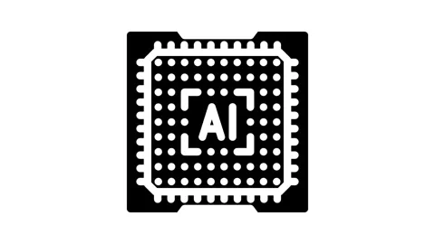 Computer chip ai integration glyph icon animation Stock Footage 326732245
