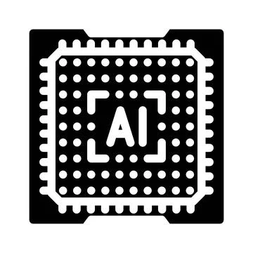 Computer chip ai integration glyph icon vector illustration Stock Illustration