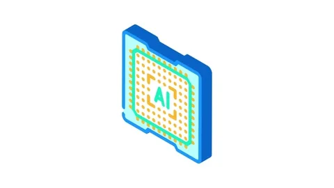 Computer chip ai integration isometric icon animation Stock Footage 327277840