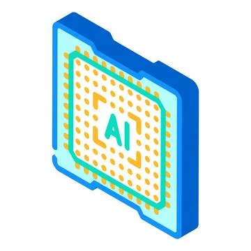 Computer chip ai integration isometric icon vector illustration 스톡 일러스트