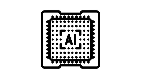 Computer chip ai integration line icon animation 動画素材 326749545