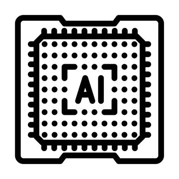 Computer chip ai integration line icon vector illustration 스톡 일러스트