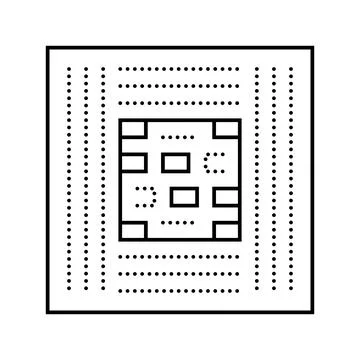 Computer chip ai integration line icon vector illustration Stock Illustration