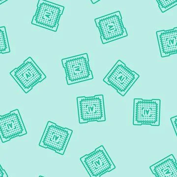 Computer chip ai integration line vector seamless pattern Stock Illustration