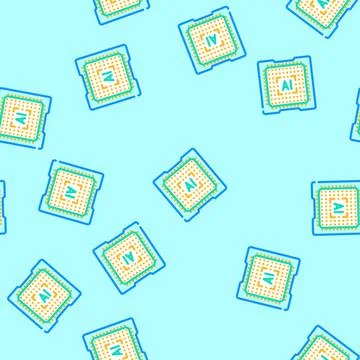 Computer chip ai integration vector seamless pattern Stock Illustration