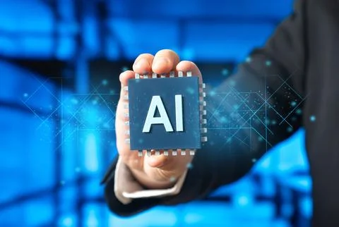 Computer chip with AI technology. Innovative technologies. Digital future con Stock-Fotos