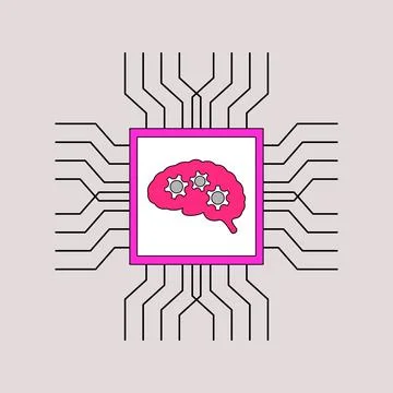 Computer chip and artificial intelligence Stock Illustration