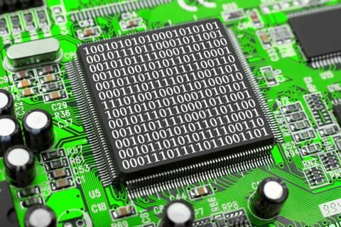 Computer chip and bytes Stock Photos