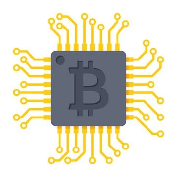 Computer chip for bitcoin mining Stock Illustration