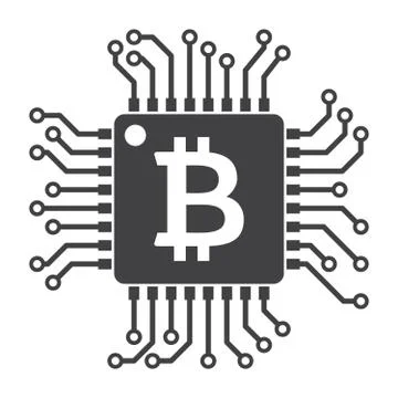 Computer chip for bitcoin mining Illustrazione stock