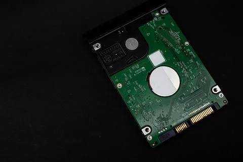 Computer chip on black background, laptop details Stock Photos