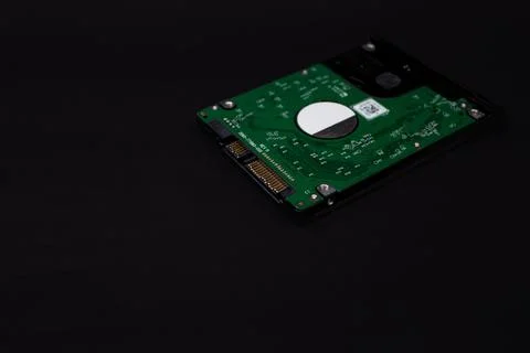 Computer chip on black background, laptop details Stock Photos
