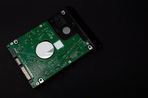 Computer chip on black background, laptop details Foto stock