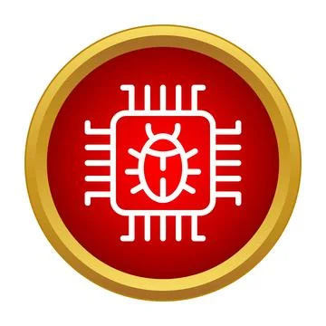 Computer chip bug icon symbolizing malware virus Stock Illustration