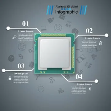 Computer chip. Business infographic. Stockillustratie