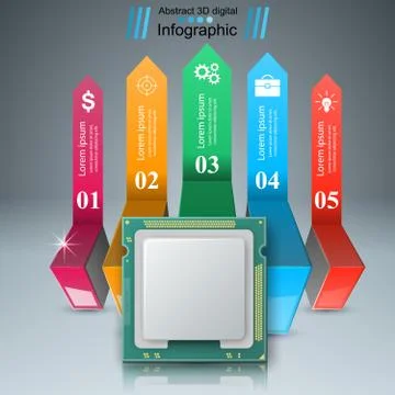 Computer chip. Business infographic. 스톡 일러스트