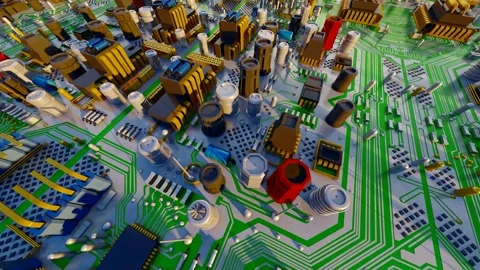 Computer chip circuit board 3D animation Stock Footage 313771410