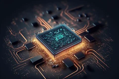 A Computer Chip On A Circuit Board With Many Other Electronic Components イラスト素材