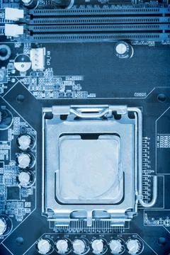 Computer chip in circuit board Foto stock