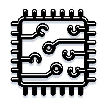 Computer chip circuit board processor technology icon 库存插图