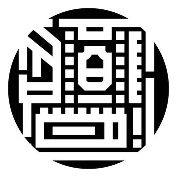Computer chip circuitry inside a circular frame イラスト素材