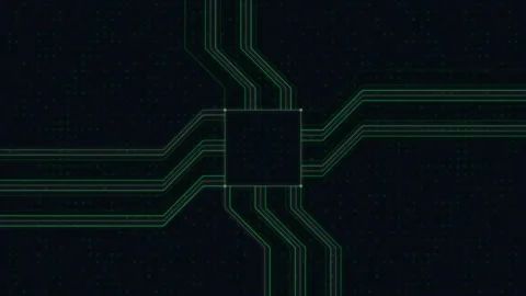 Computer chip connections in abstract technology style Stock Footage 340386599