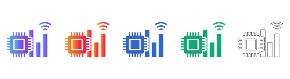Computer Chip Connectivity Bar Chart Icons イラスト素材